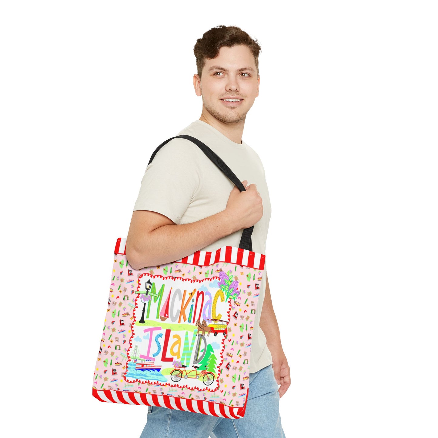 Mackinac Island Market Tote Bag — Beach, Travel & Souvenir AOP