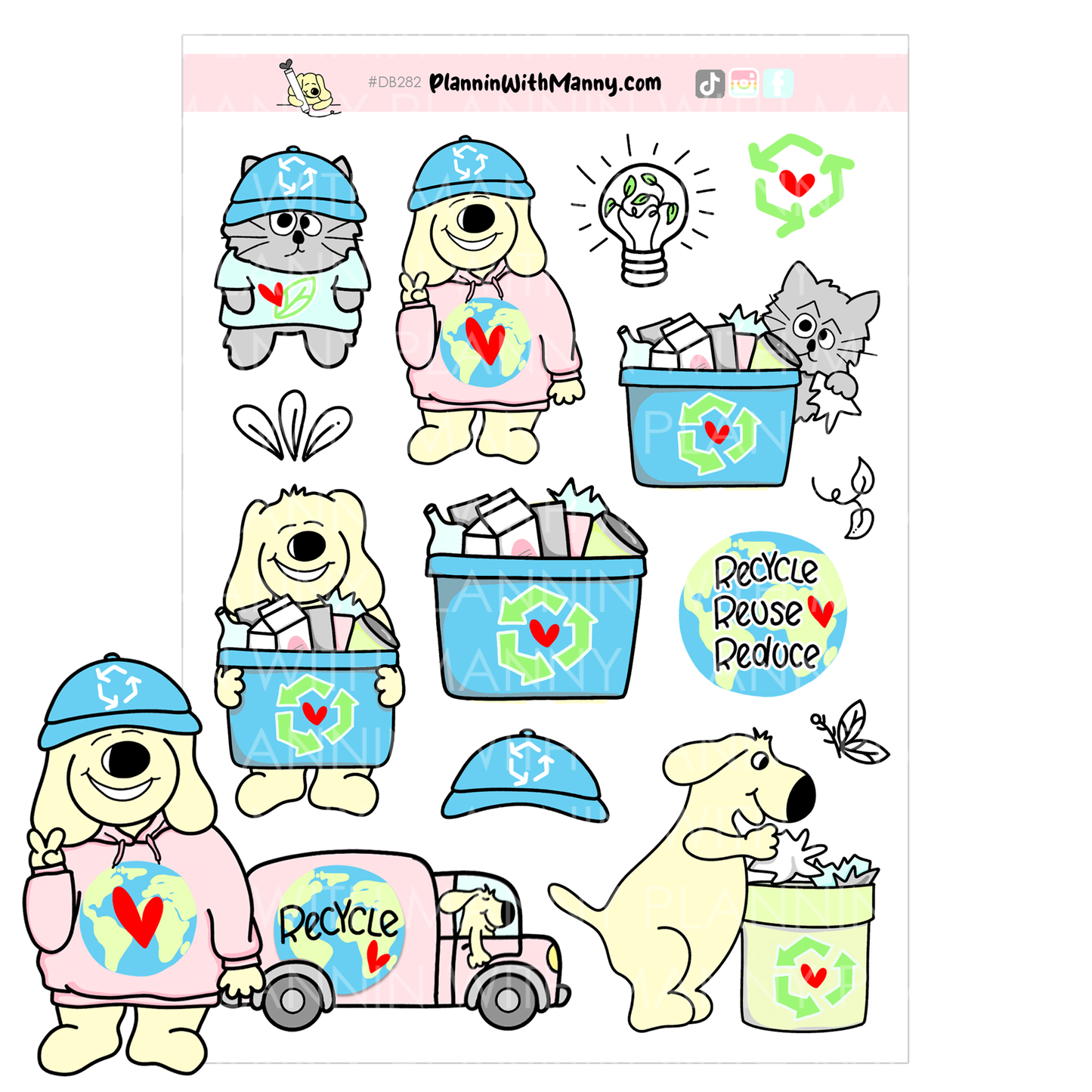 DB282 Love My Earth Recycling Large Deco Stickers