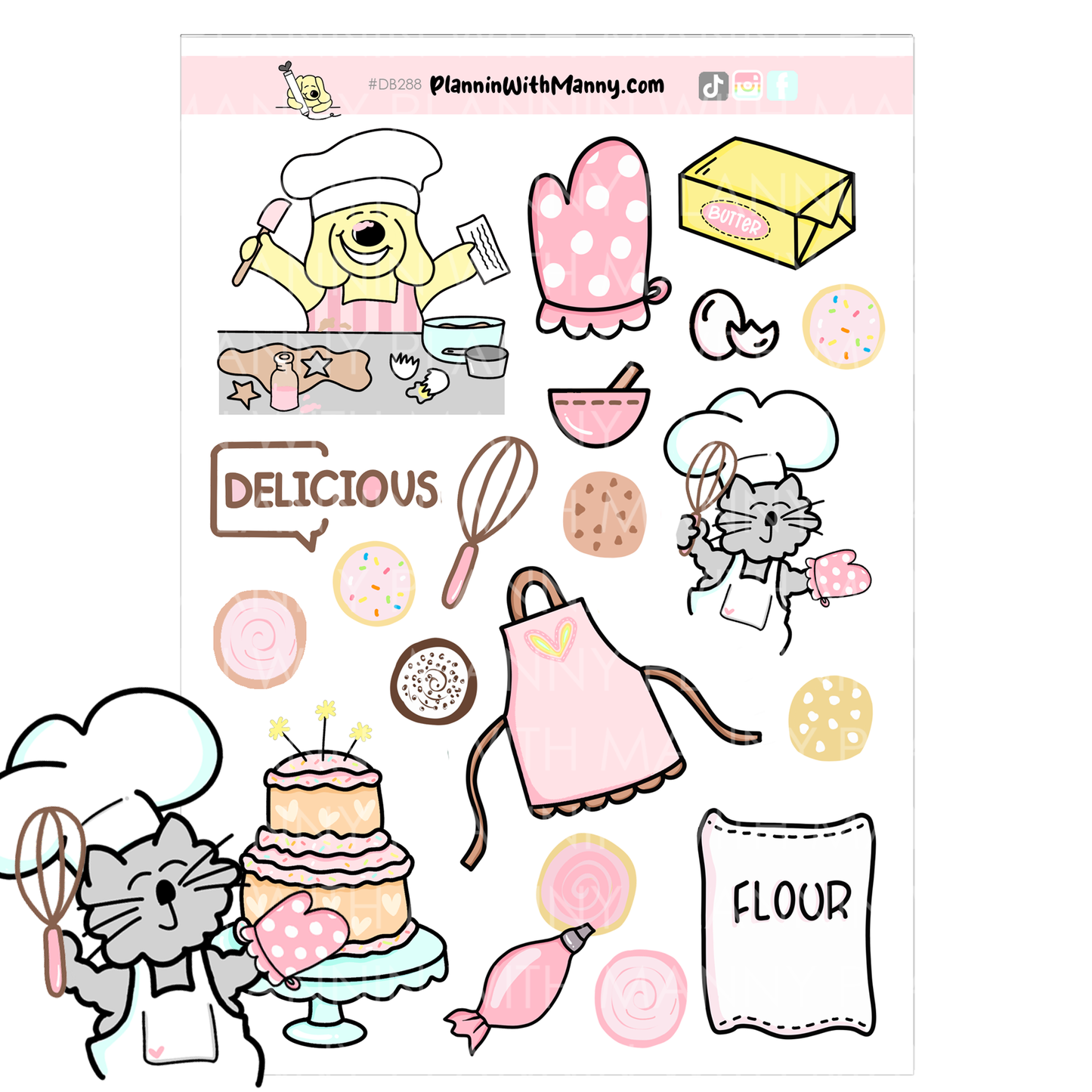 DB288 Love to Bake Large Deco Stickers