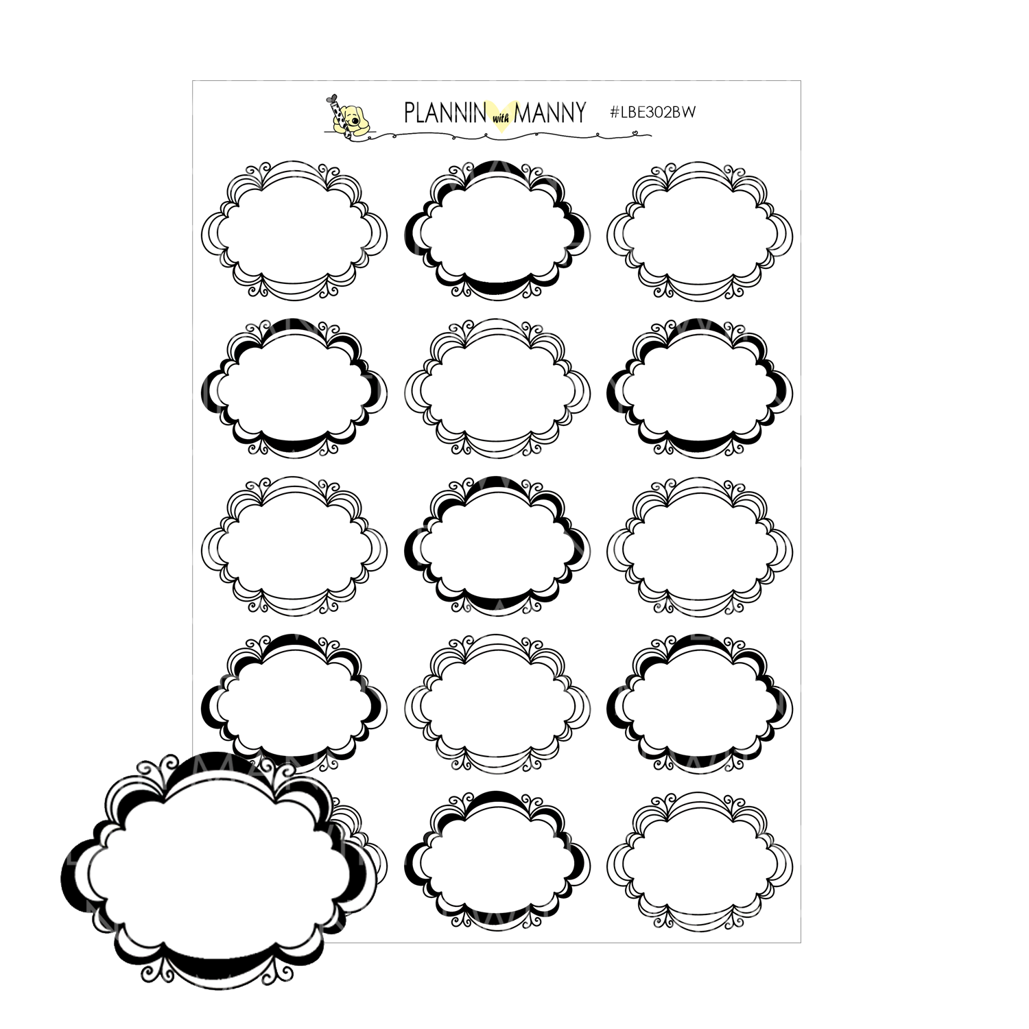 LBE302 Black And White Write In Frames Plannin With Manny lbe302-black-and-white-write-in-frames-plannin-with-manny