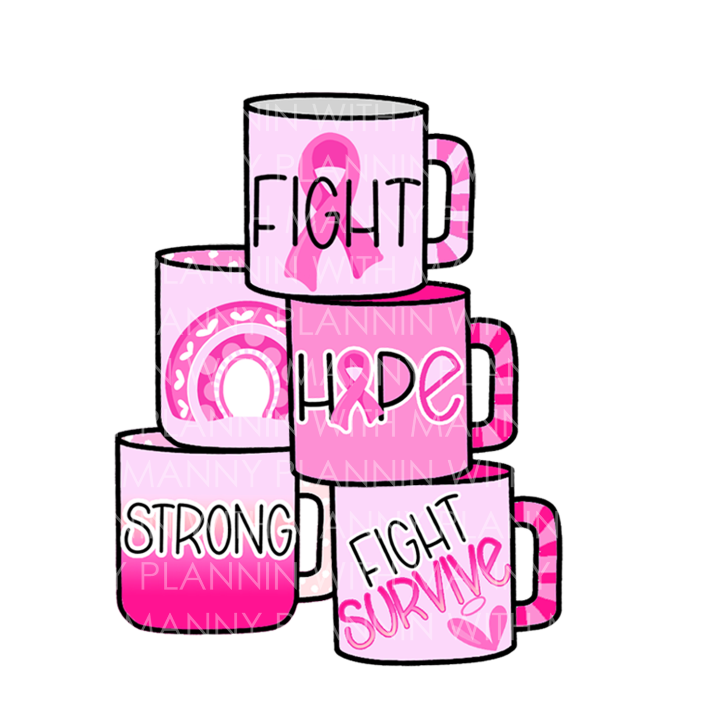 Breast Cancer Awareness Mug Stack... Vinyl Sticker, Magnetic Bookmark, & Notecard MB39