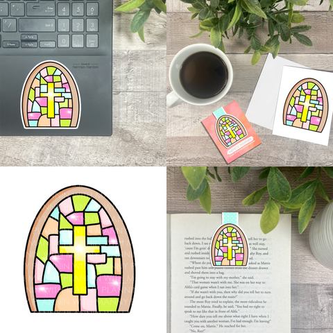 Church Window... Vinyl Sticker, Magnetic Bookmark, & Notecard MB43