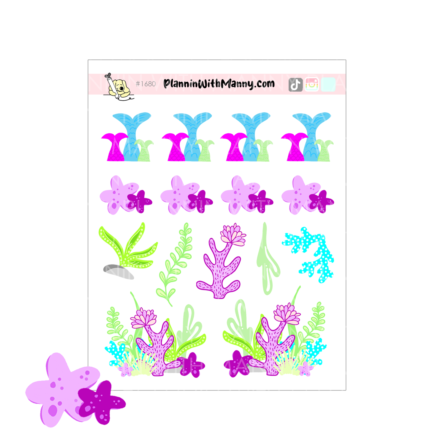 1680 Mermaid Tales Sea Life Planner Stickers