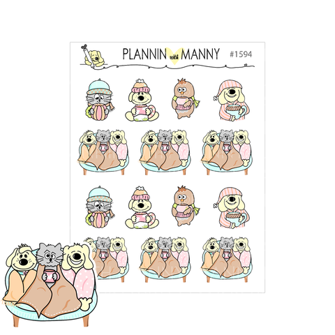 1594 Cozy Days Characters Planner Stickers