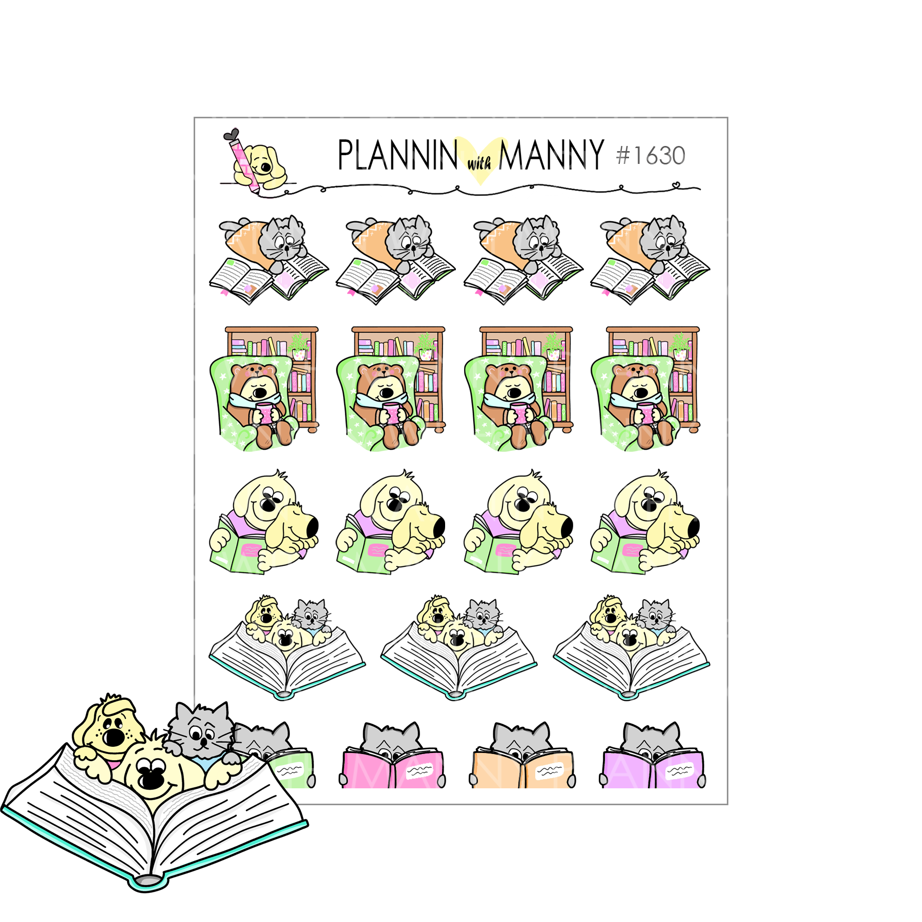 1630 Book Lover Character Planner Stickers