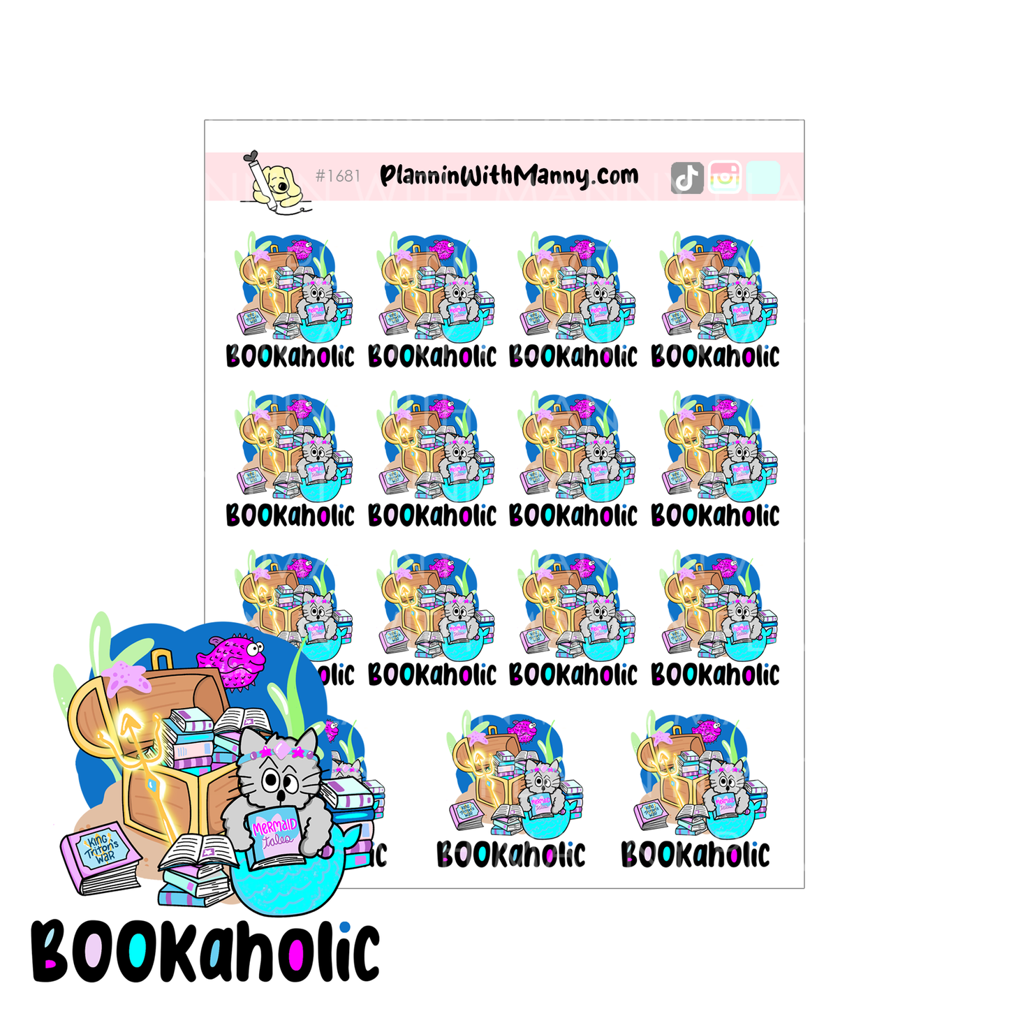 1681 Bookaholic Mermaid Tales Planner Stickers