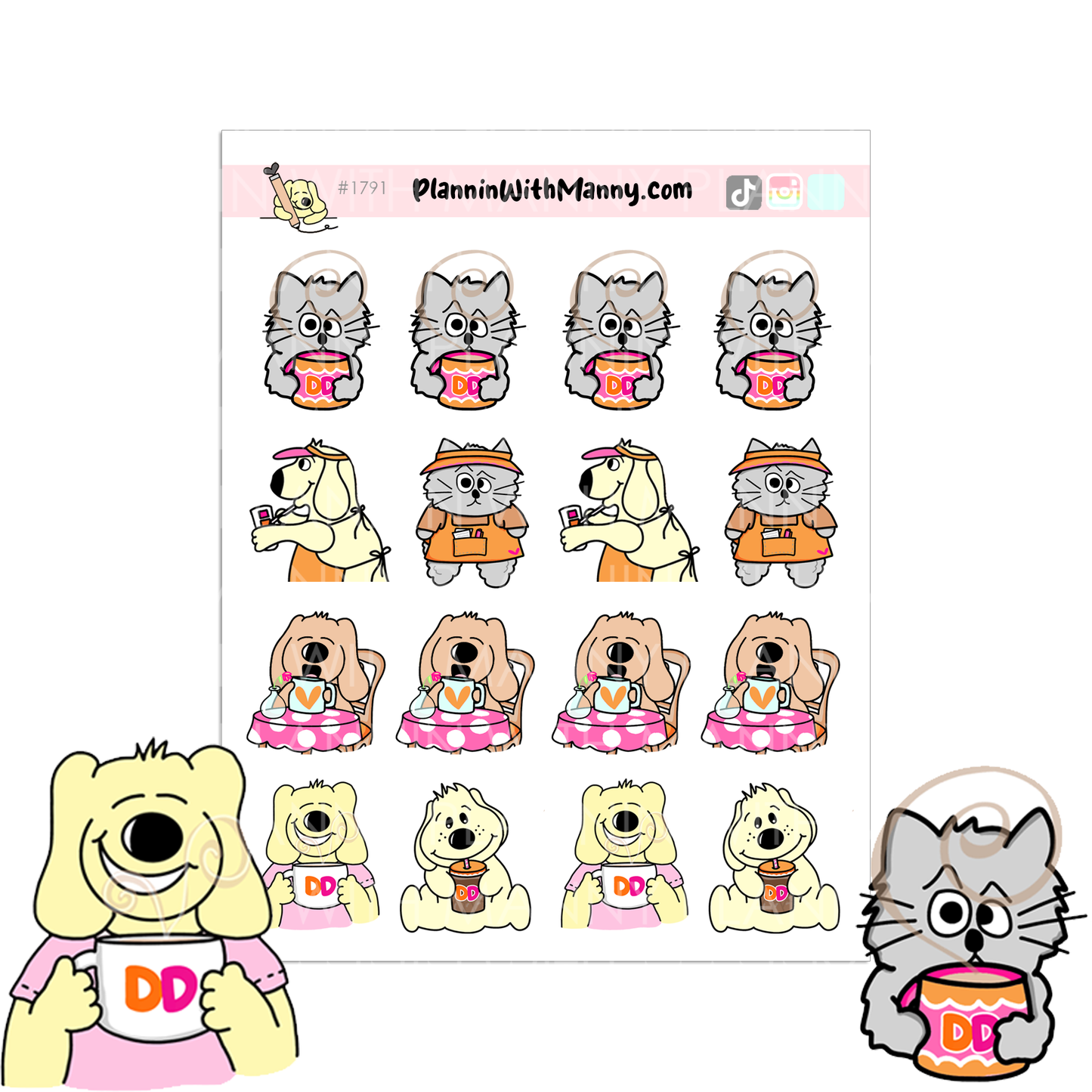 1791 Delish Donut Shop Character Planner Stickers