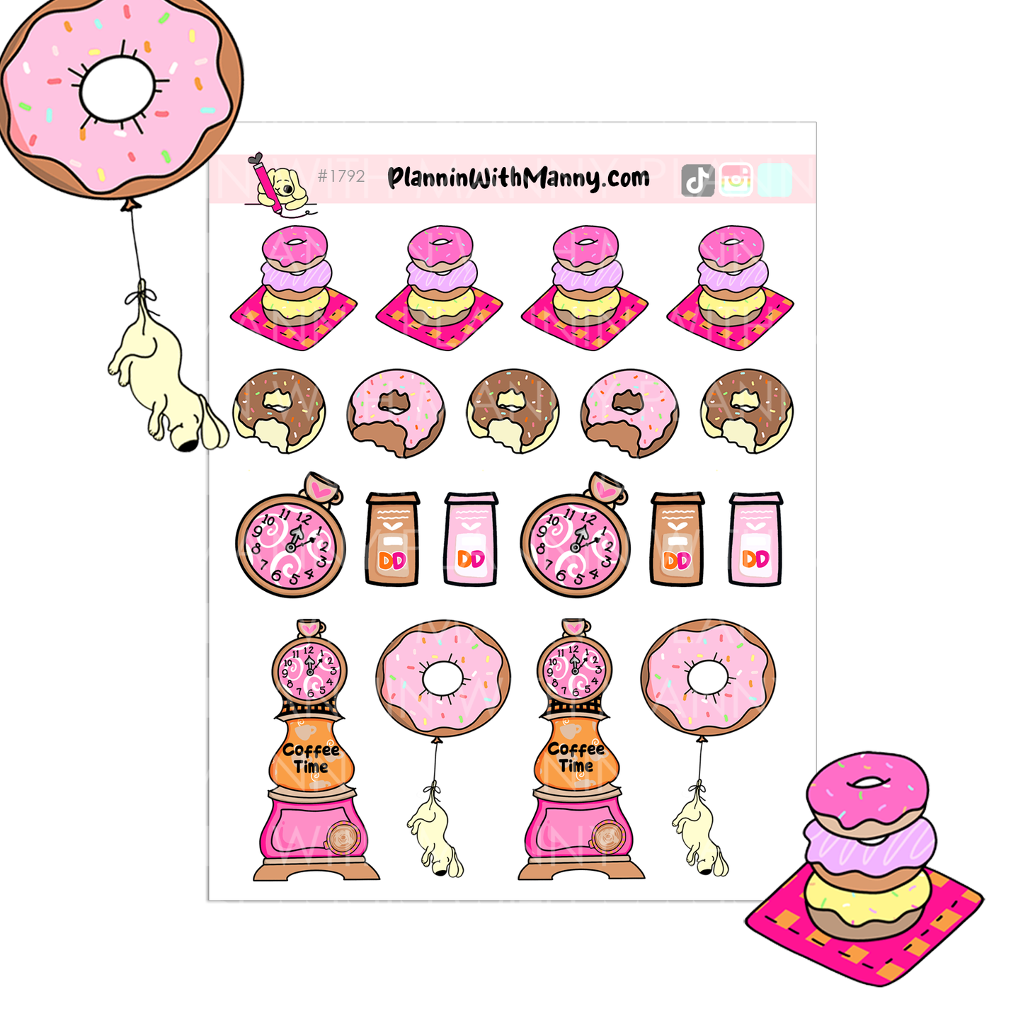 1792 Delish Donut Deco Planner Stickers