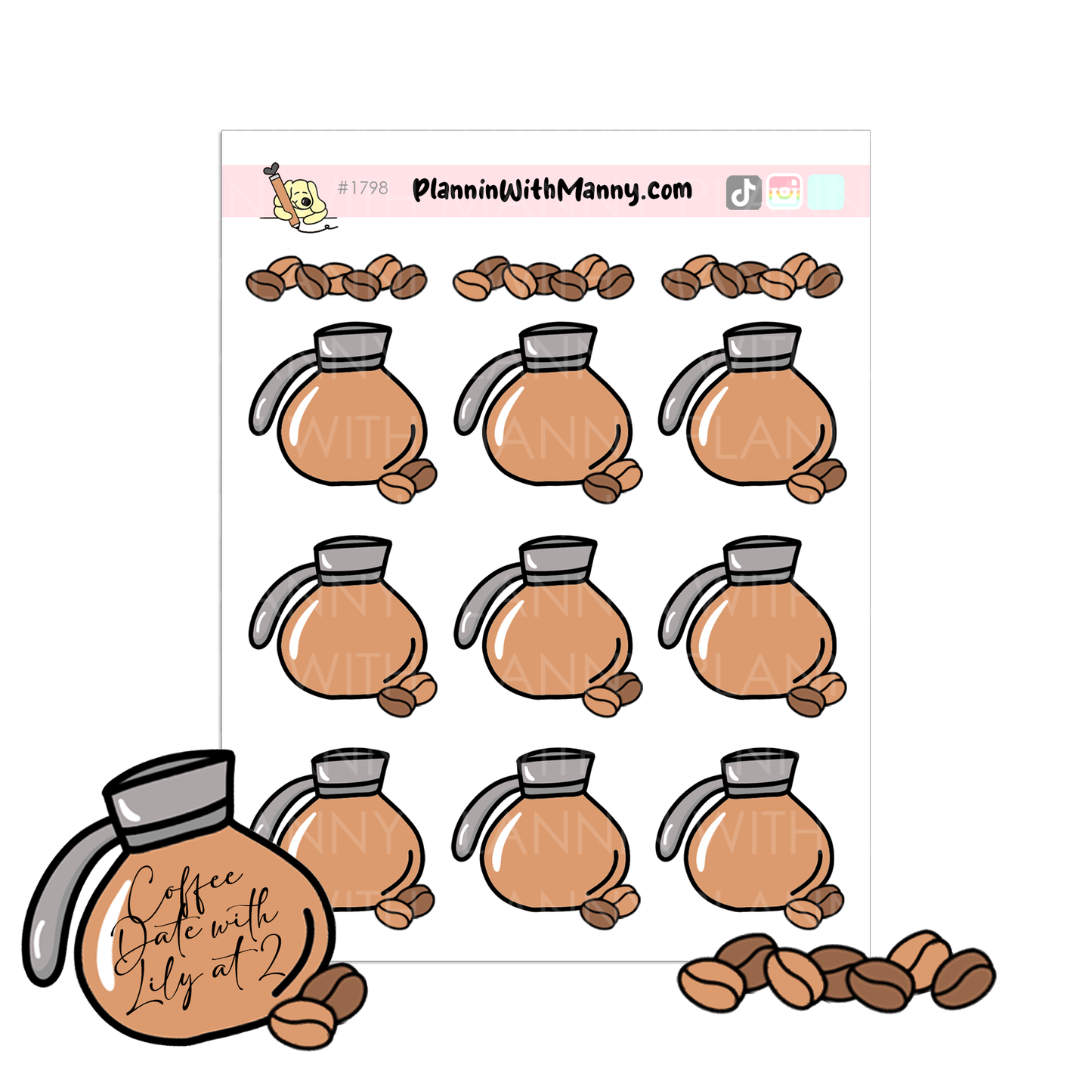 1798 Write In Coffee Pot Planner Stickers