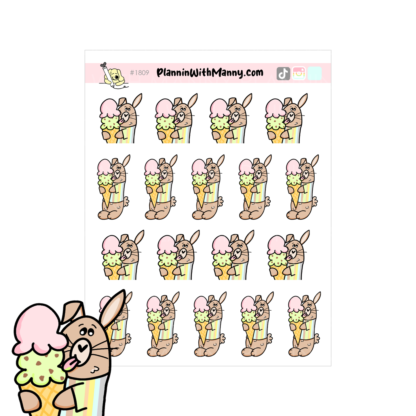 1809 Cute Ice Cream Planner Stickers! Yummo! Grumpy Loving his Ice Cream