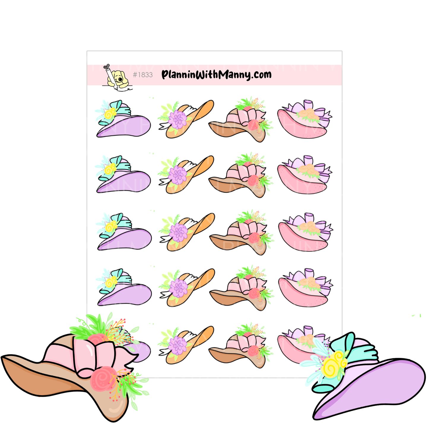 1833 Kentucky Derby Hat Planner Stickers