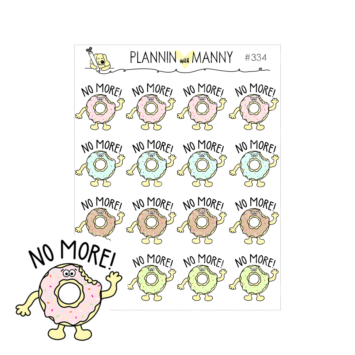 334 No More Donut Man Planner Stickers