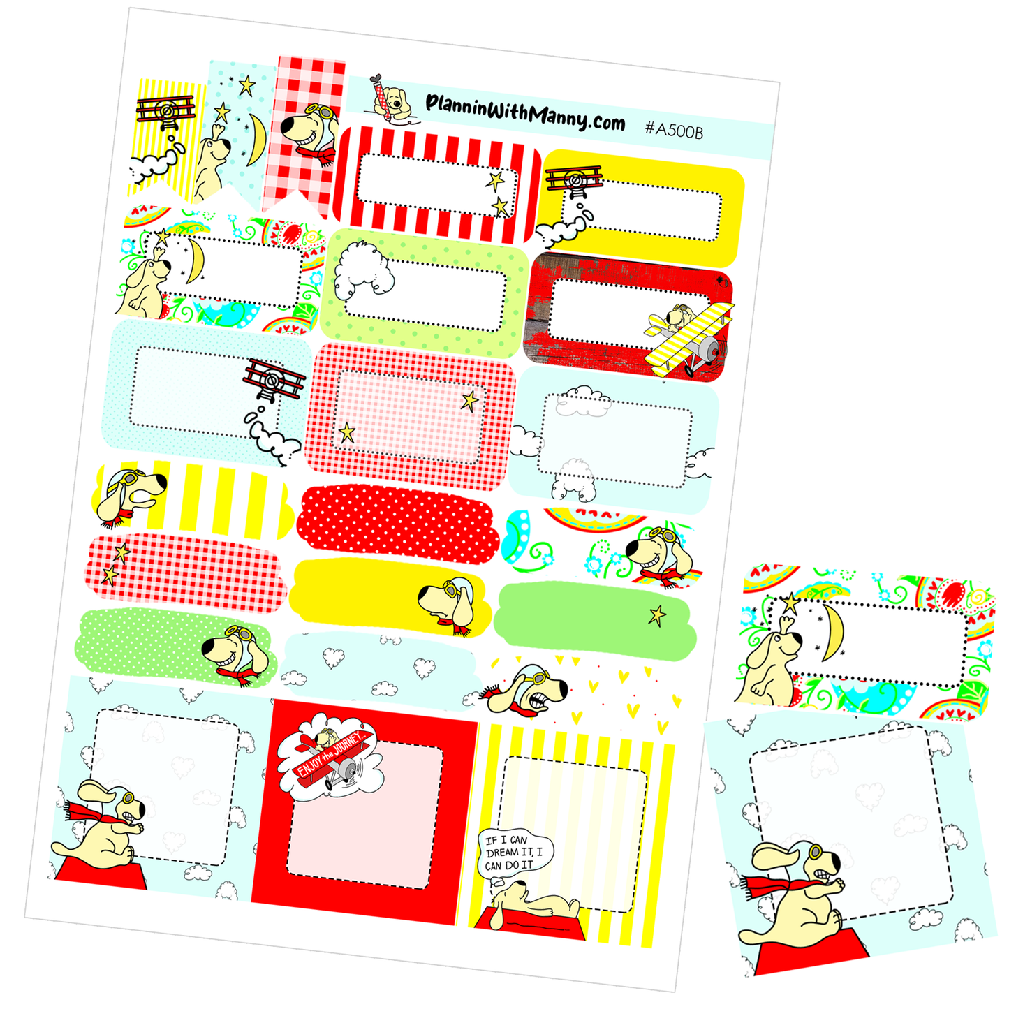 A500B Dreams Take Flight Half Boxes Sticker Sheet 1.5", 1.3", 1" Options