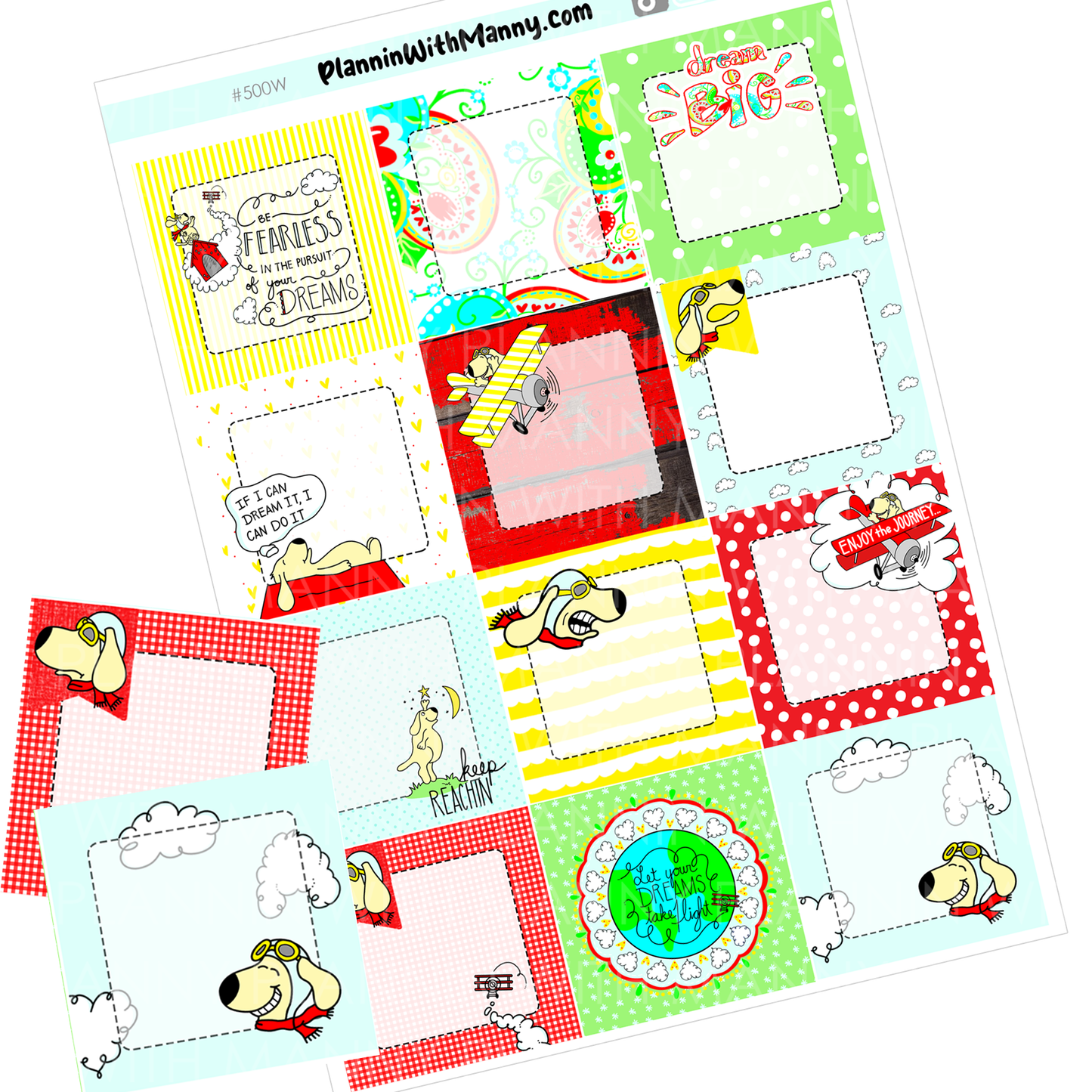 A500C Let Your Dreams Take Flight Square Sticker Sheet 1.5", 1.3", and 1"