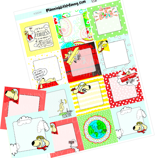 A500C Let Your Dreams Take Flight Square Sticker Sheet 1.5", 1.3", and 1"