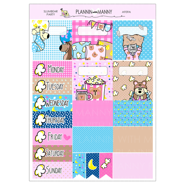 A939 ACADEMIC 5 & 7 Day Weekly Planner Kit and Hybrid Planner -Slumber Party Collection