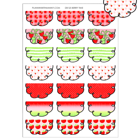 DB125 Berry Life 1.5" Doodle Half Circle Planner Stickers