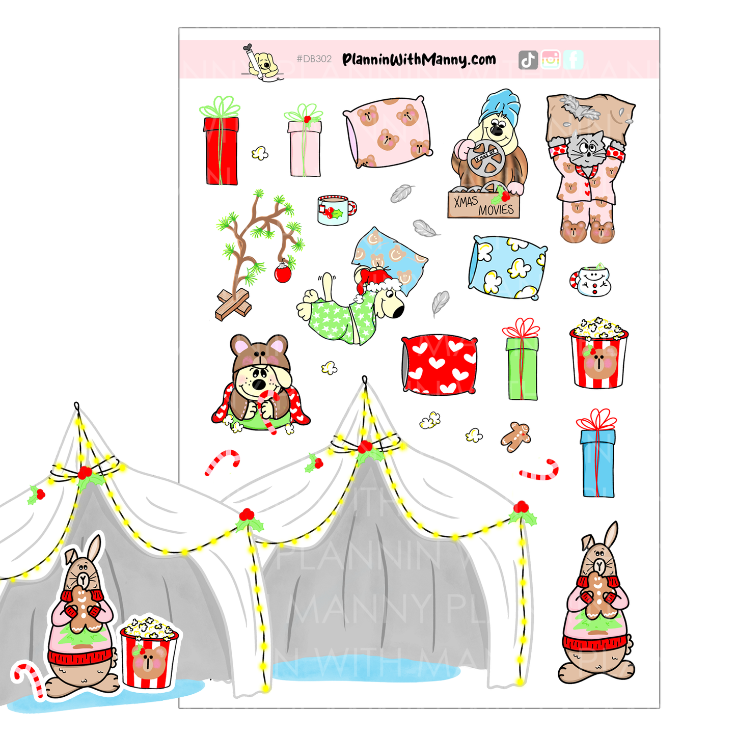 DB302 Build a Popcorn Tent Party Sticker Sheet