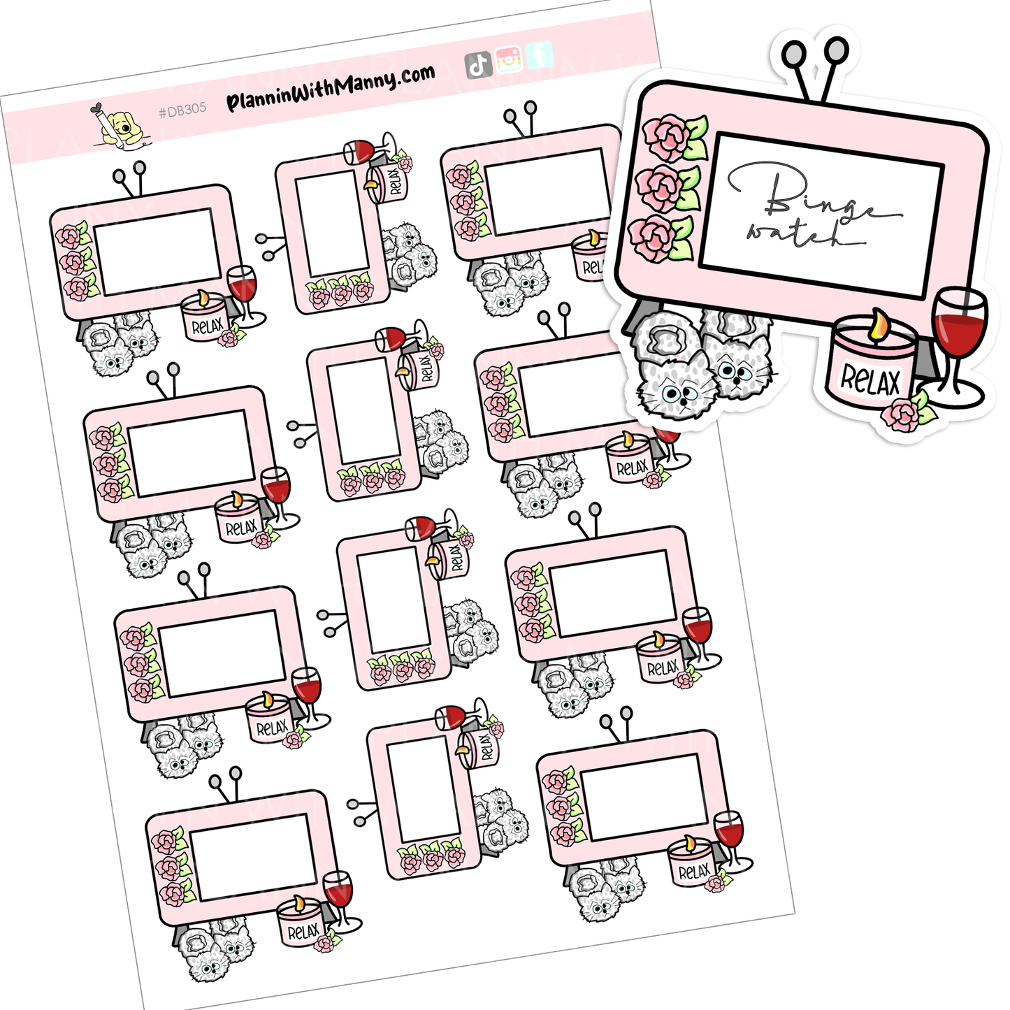 DB305 Romance Write in TV Stickers