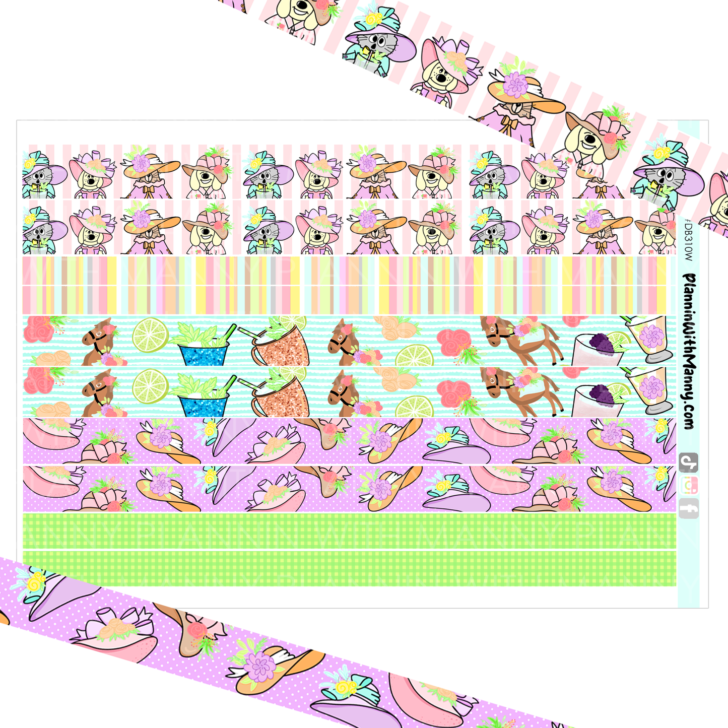 DB310W Kentucky Derby Washi Sticker Sheet