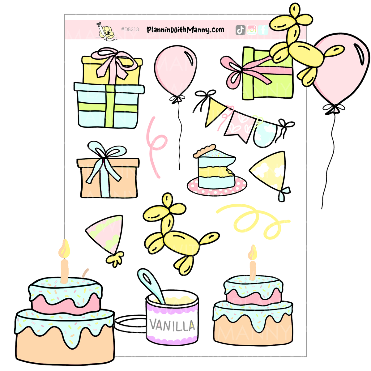 DB313 Birthday Fun Deco Sticker Sheet