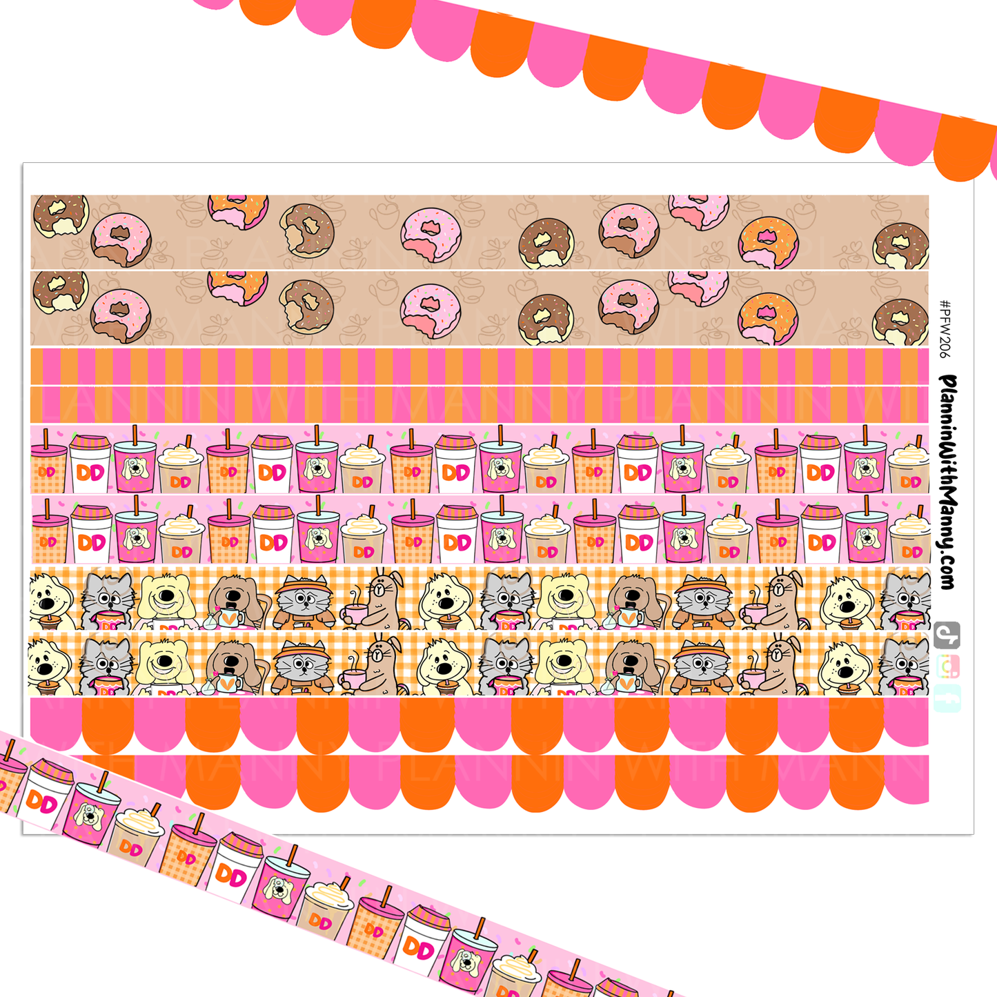 PFW207 Delish Donut Shop Washi Sticker Sheet