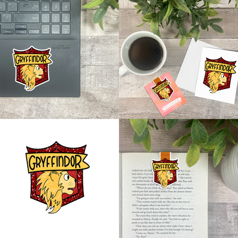Red Wizard House Crest Vinyl Sticker, Magnetic Bookmark, & Notecard MB14