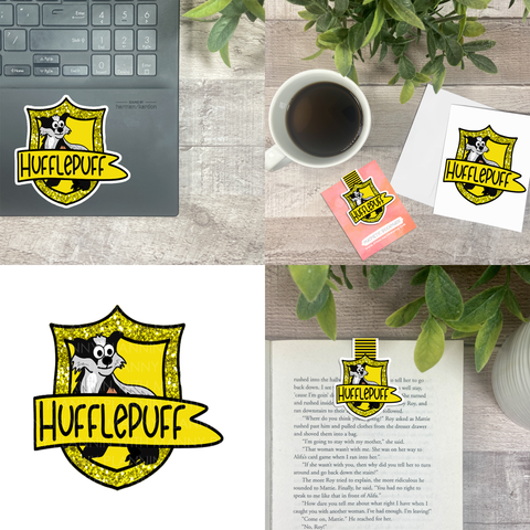 Yellow Wizard House Crest Vinyl Sticker, Magnetic Bookmark, & Notecard MB16