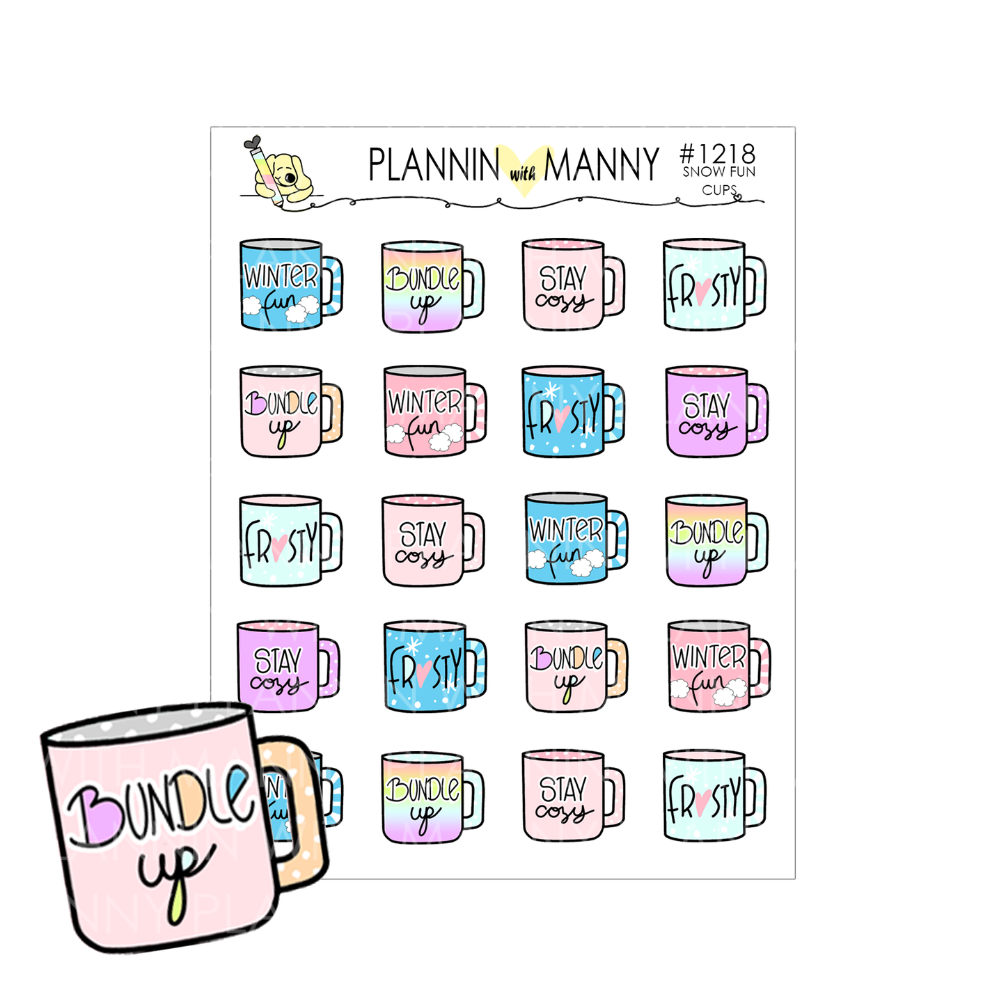1218 SNOW MUCH FUN Mug Planner Stickers