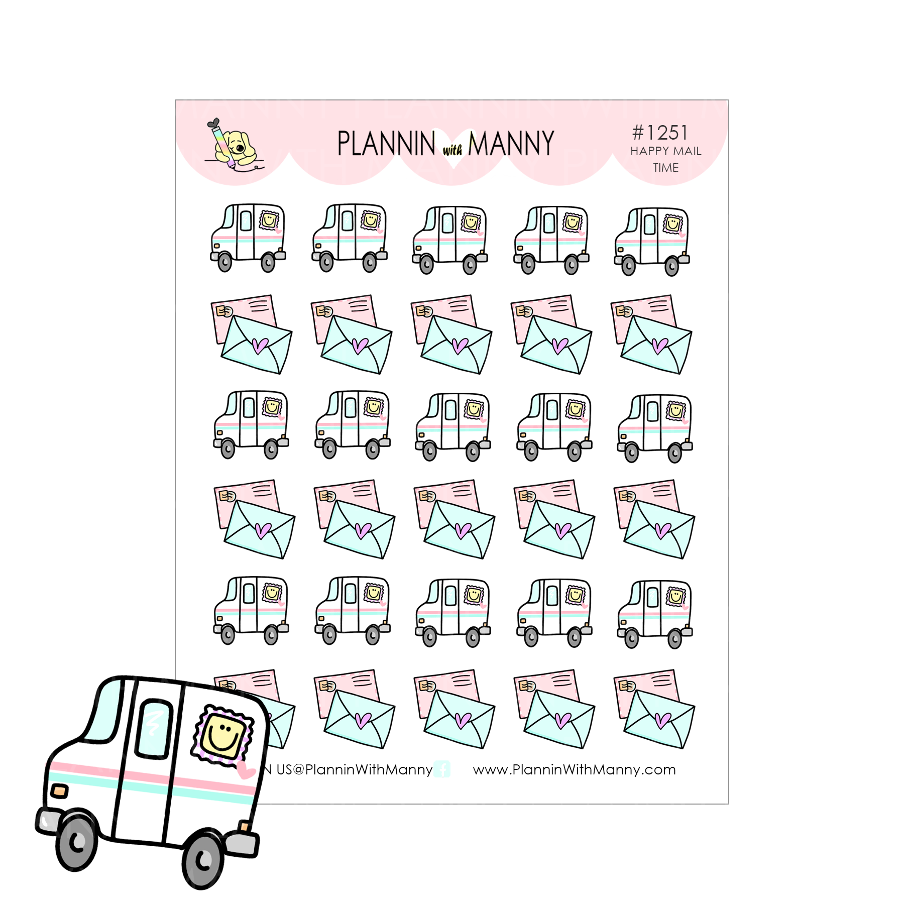 1251 Mail Truck Happy Mail Planner Stickers