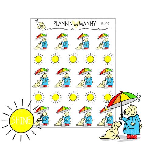 407 RAIN OR SHINE Planner Stickers - Rainbow Bright Collection