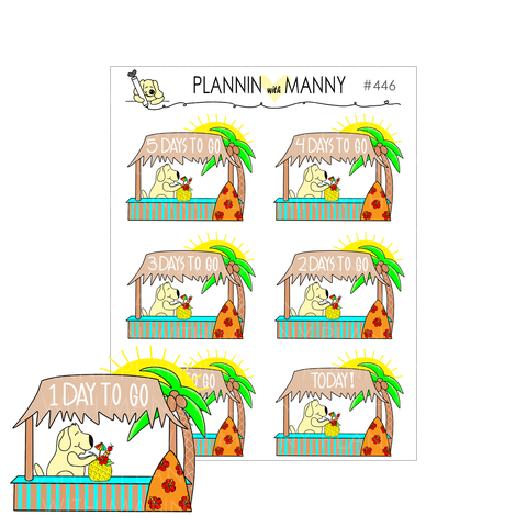 446 VACATION COUNT DOWN  Planner Stickers - Beachin Collection