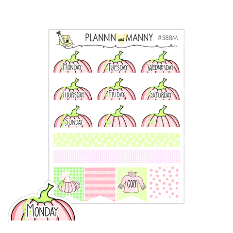 588M Mini Pink Pumpkin Date Cover Planner Stickers
