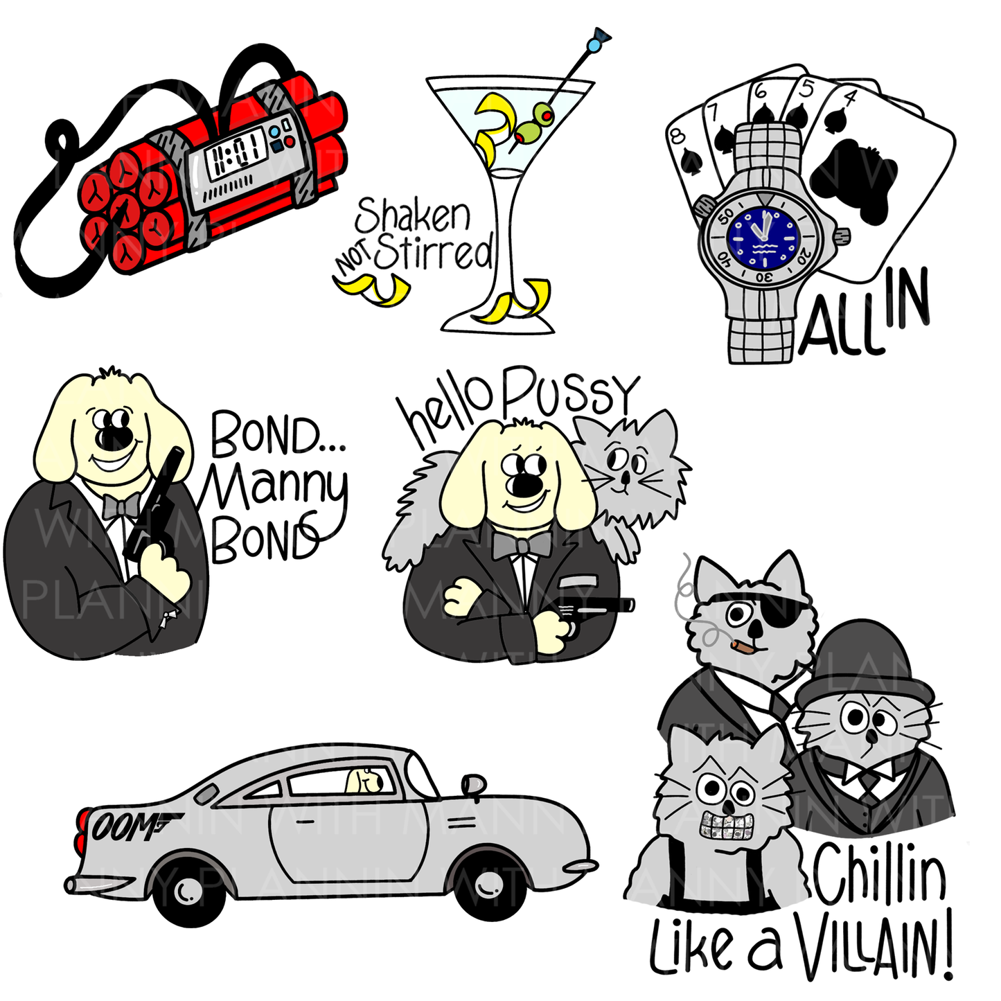 W21AV VERTICAL WEEKLY Planner Stickers - Manny Bond Collection