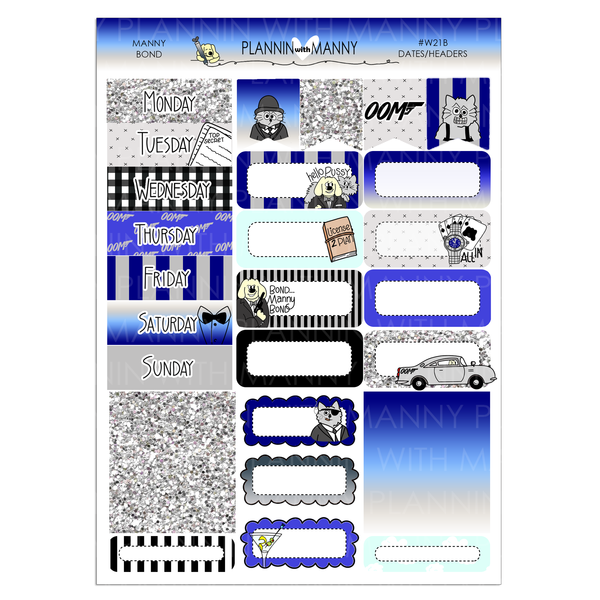 W21AH HORIZONTAL Weekly Planner Stickers- Manny Bond Collection