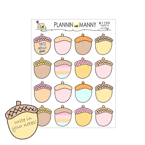 1199 Write in Acorn Planner Stickers - Nuts About Fall Collection