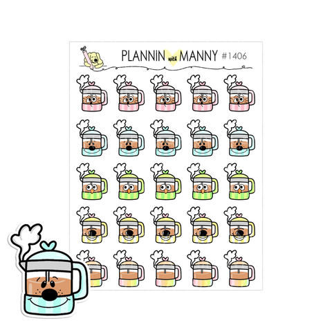 1406 Perky Pots French Press Coffee Planner Stickers