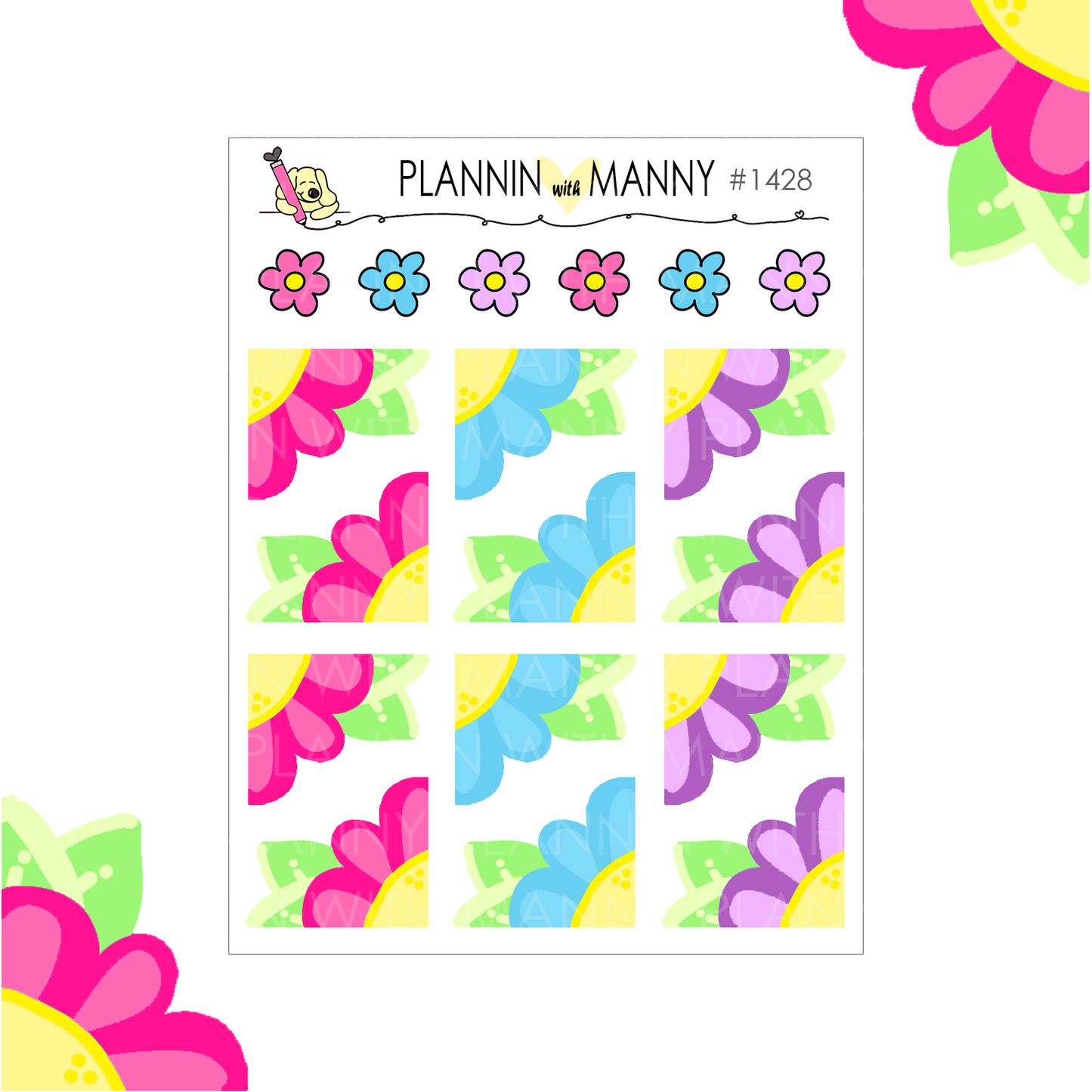1428 Flower Corner Planner Stickers