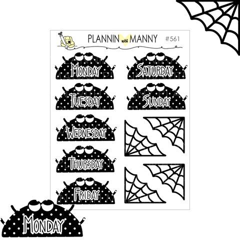 561 Spider Date Cover Planner Stickers- Spook City Collection