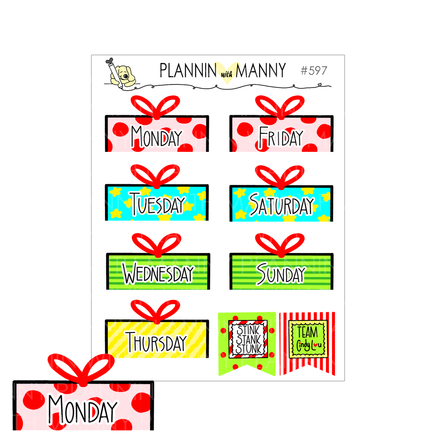 597 Christmas Present Date Cover Planner Sticker