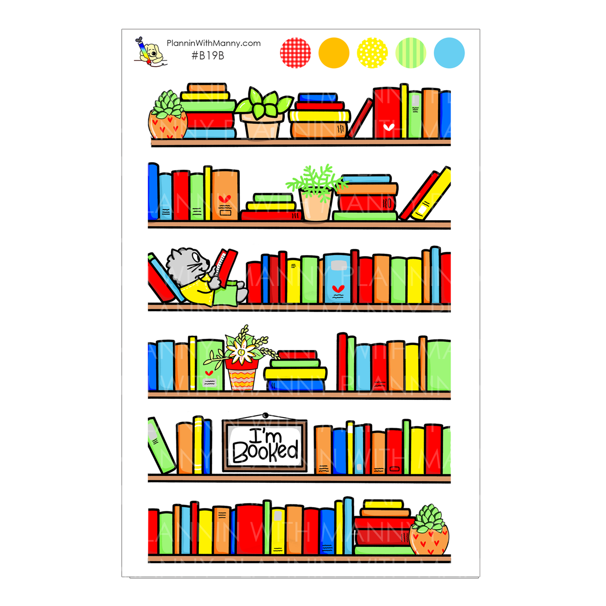 B19B Book Shelf Planner Stickers I'm Booked Collection Plannin with