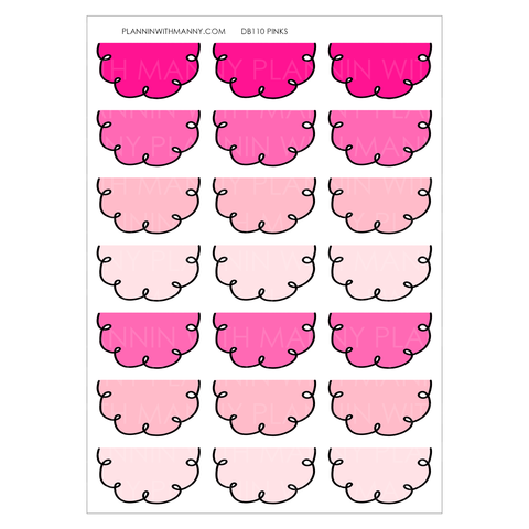 DB110 PINKS 1.5" Doodle Half Circle Planner Stickers