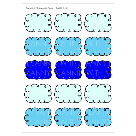 DB112 BLUES 1.5" Doodle Half Box Planner Stickers