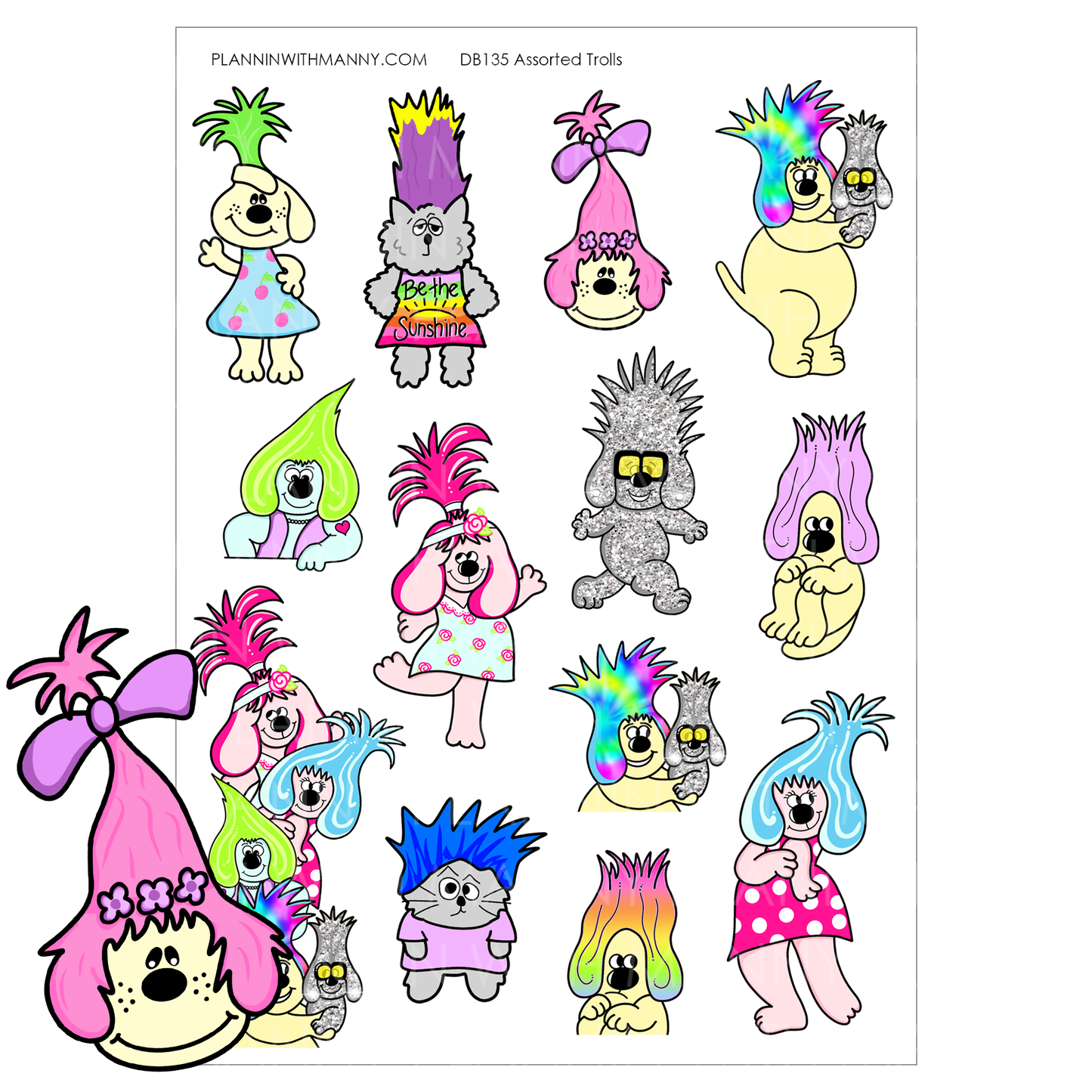 DB135 Large Troll Stickers- Trollin Collection