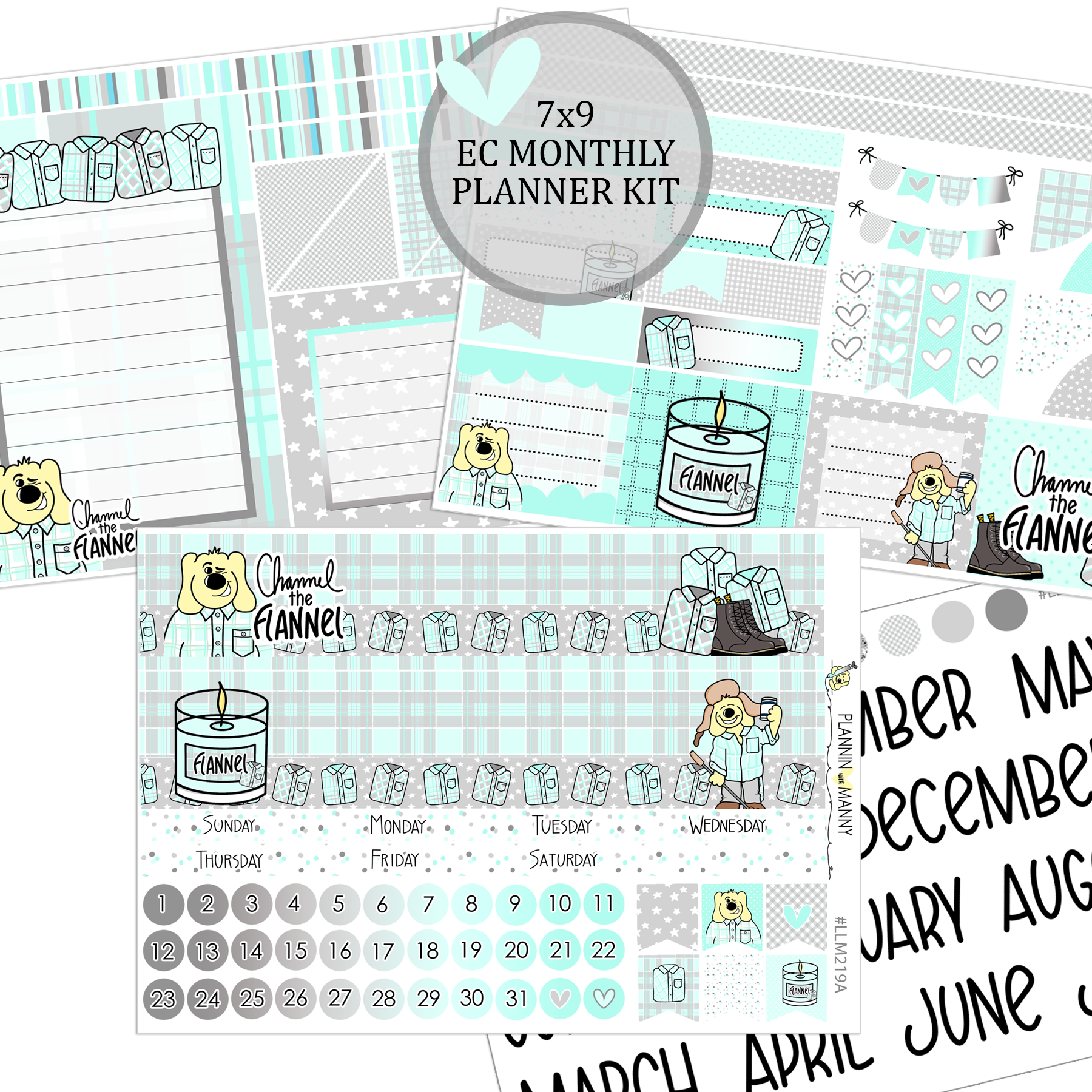 LLM219 MONTHLY PLANNER STICKERS - Flannel Up Collection