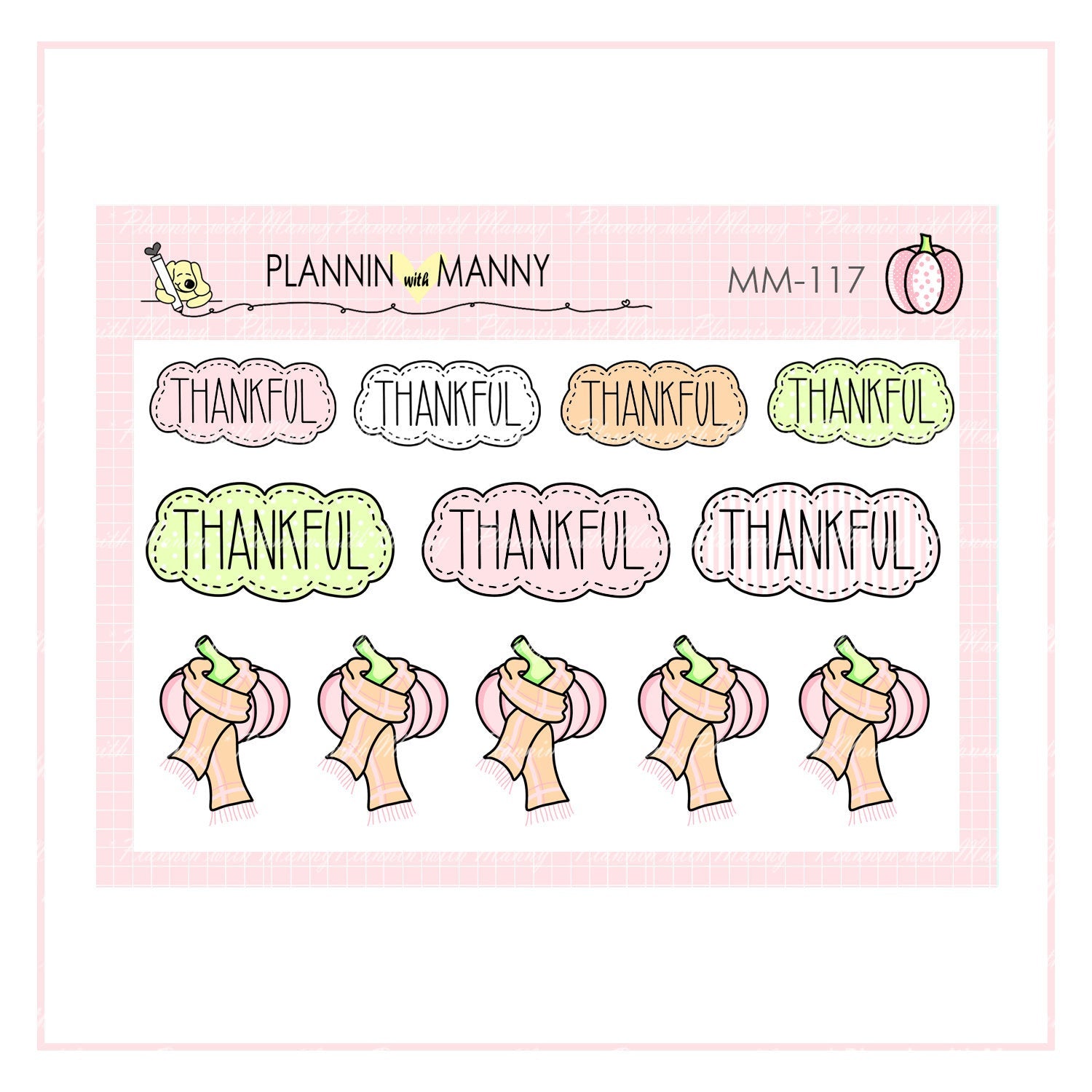 MM117 MICRO Thankful Planner Stickers - Pretty in Pink Fall Collection