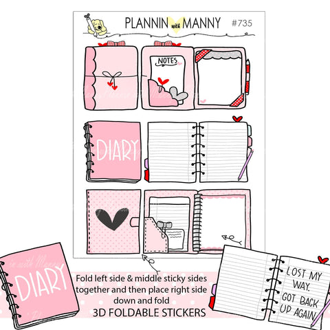 735 Sweet Pink Foldable Planner Stickers