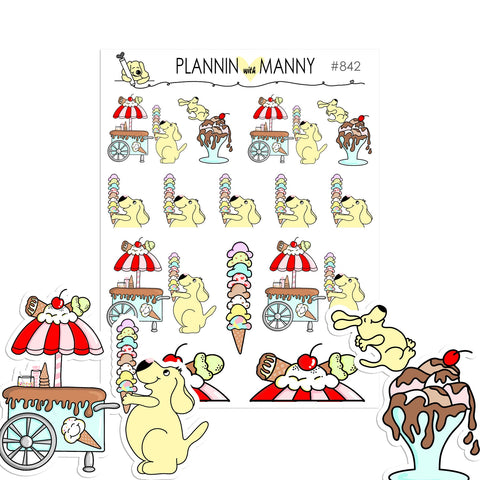 842 ICE CREAM CART Planner Stickers - Scoopin Collection