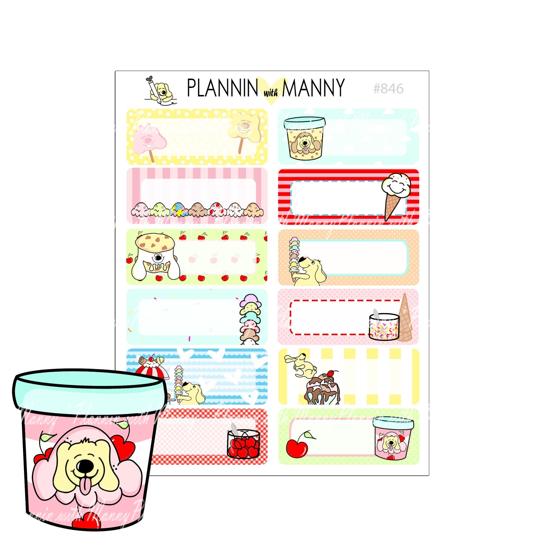 846 ICE CREAM HALF BOX Planner Stickers - Scooping Collection