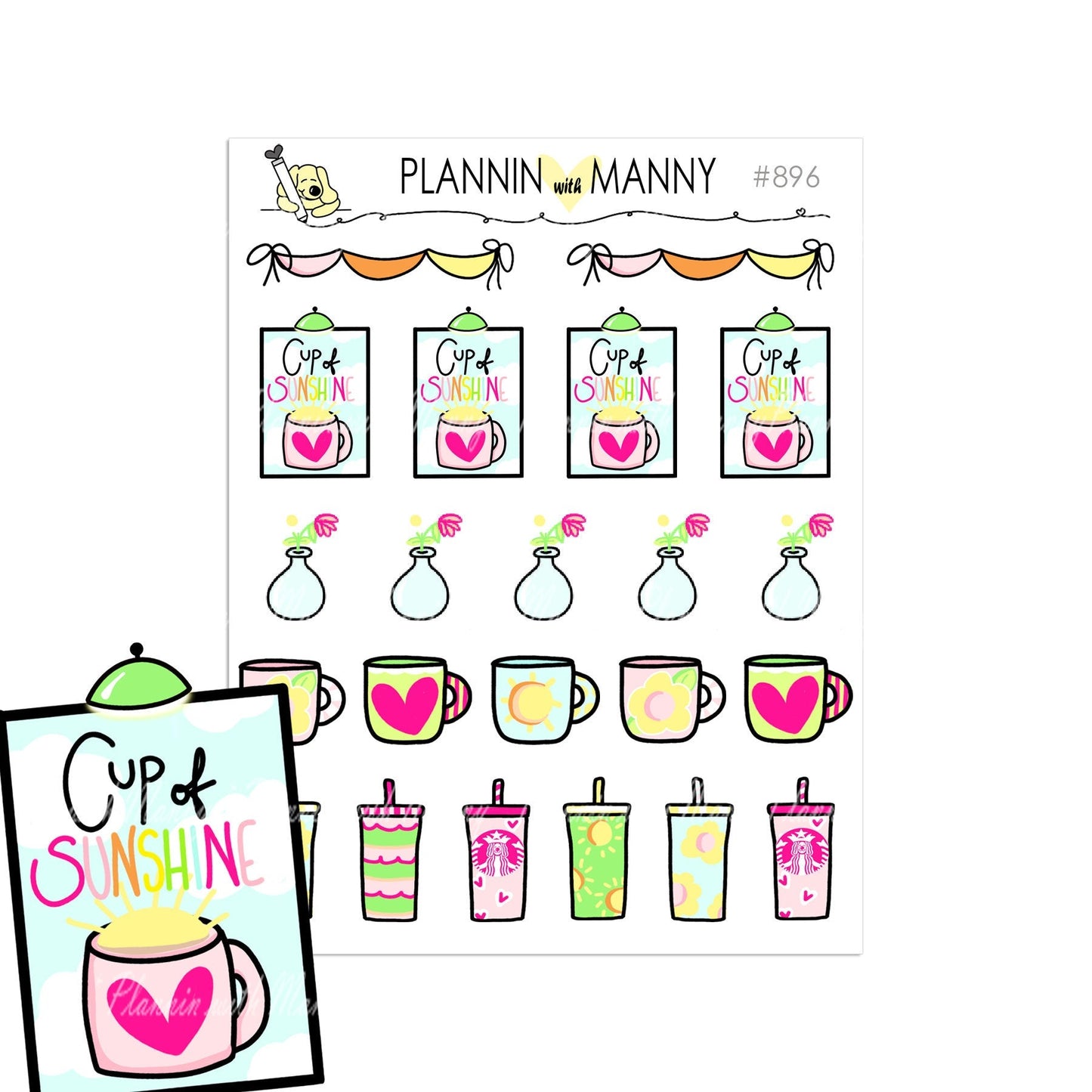 896 Summertime Mannybucks Deco Planner Stickers